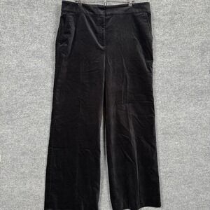 Talbots Size 16 Pants Flared Black Velour Velvet Wide Leg Casual Whimsigoth
